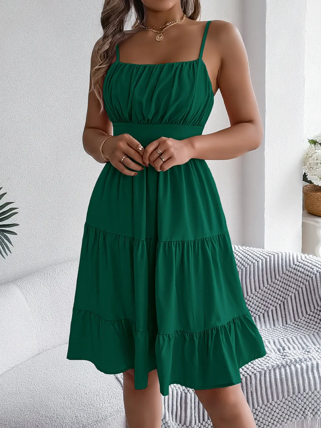 Smocked Back Tiered Cami Dress.