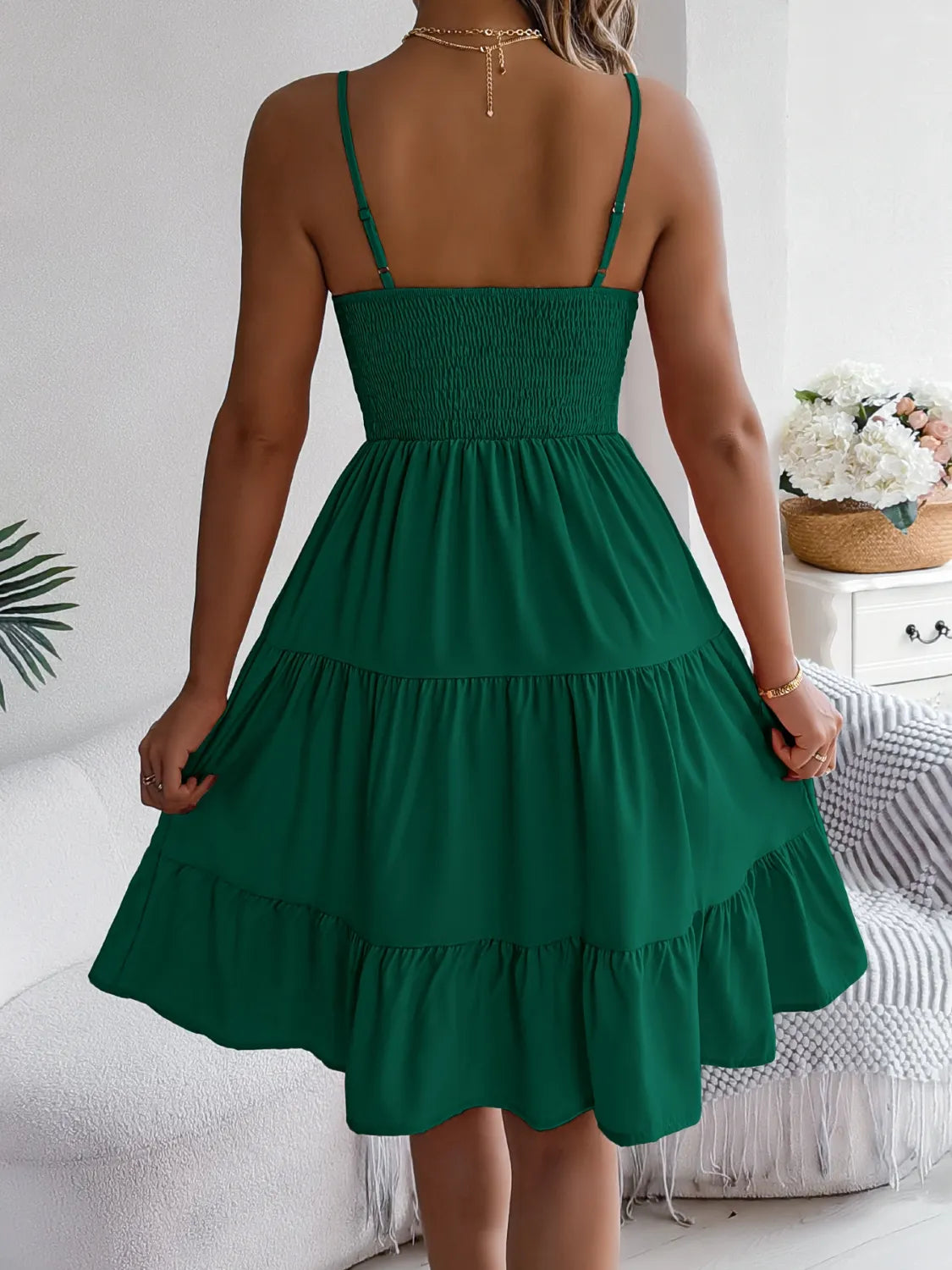 Smocked Back Tiered Cami Dress.