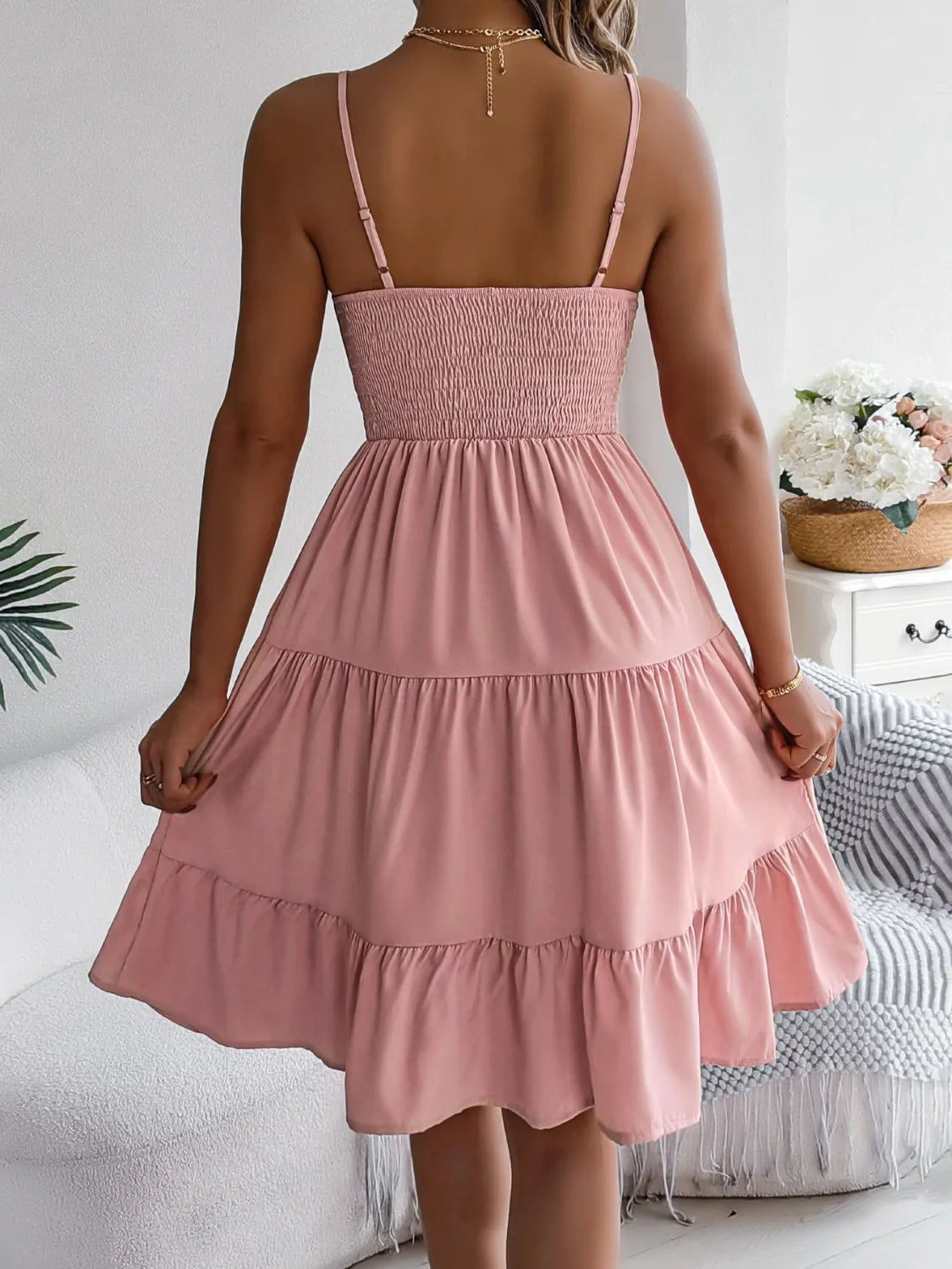 Smocked Back Tiered Cami Dress.