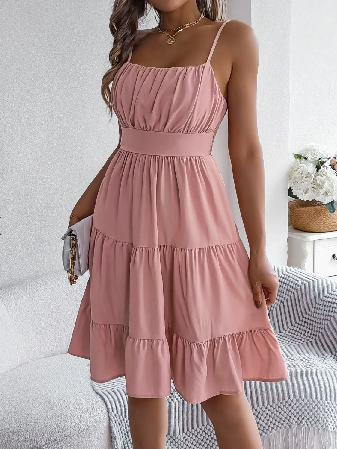 Smocked Back Tiered Cami Dress.