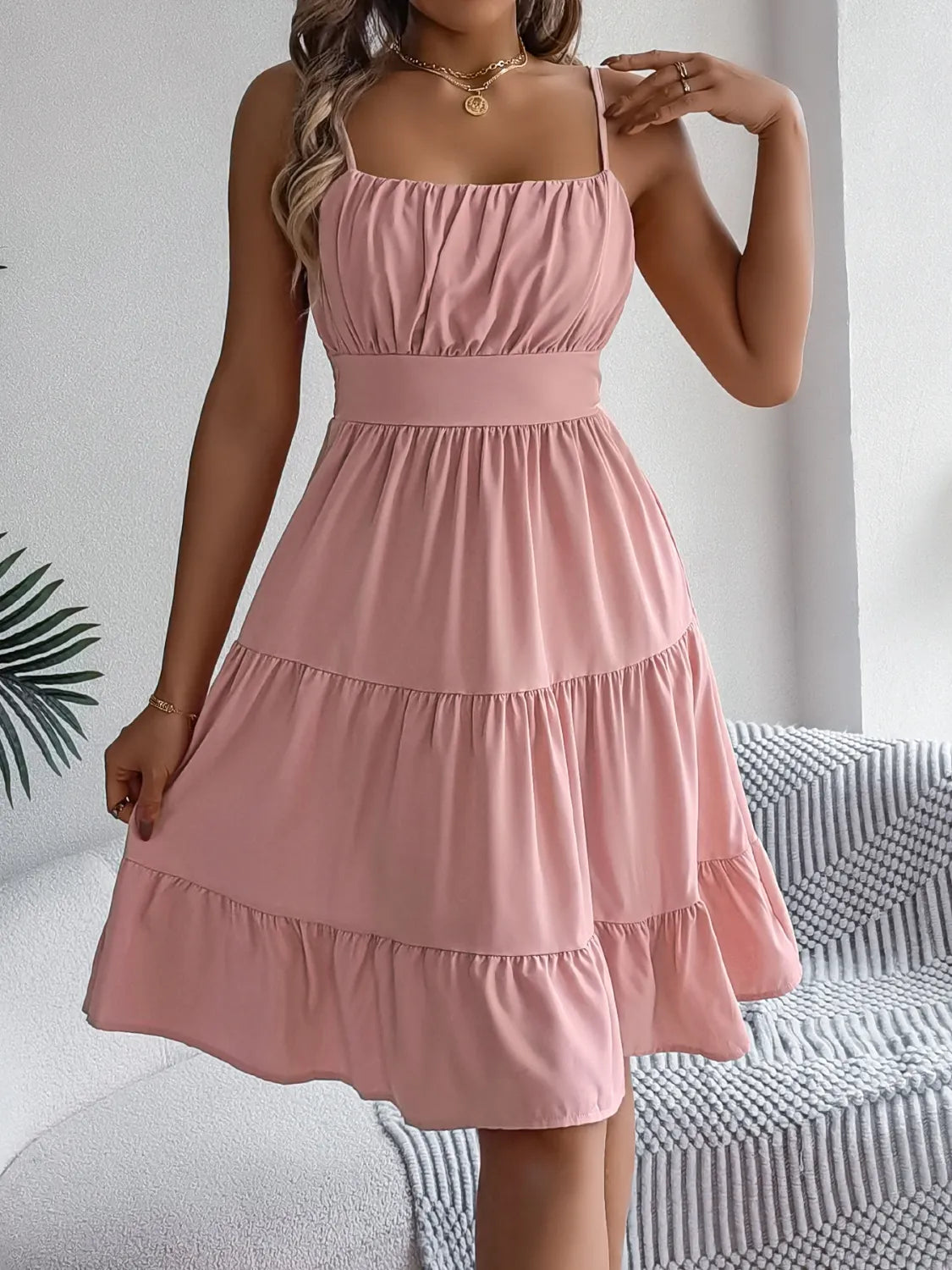 Smocked Back Tiered Cami Dress.