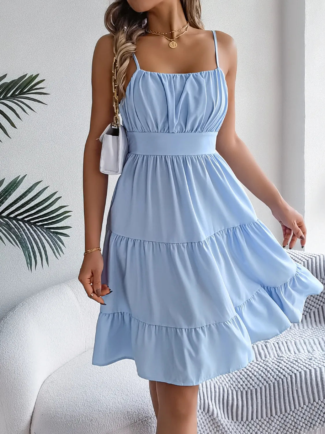 Smocked Back Tiered Cami Dress.