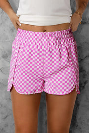 Smocked Elastic Waist Checkered Shorts