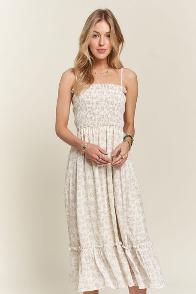 Adora Smocked Floral Ruffled Hem Cami Dress.