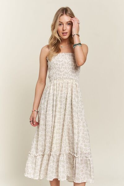 Adora Smocked Floral Ruffled Hem Cami Dress.