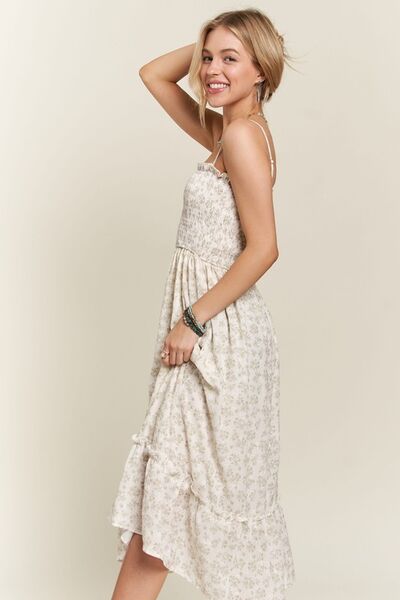 Adora Smocked Floral Ruffled Hem Cami Dress.