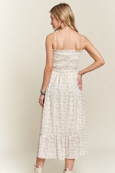 Adora Smocked Floral Ruffled Hem Cami Dress.