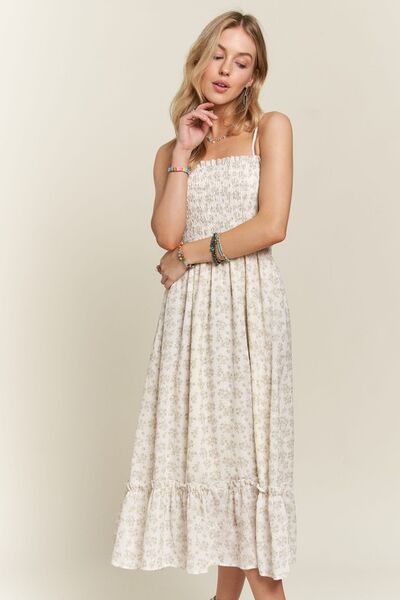 Adora Smocked Floral Ruffled Hem Cami Dress.