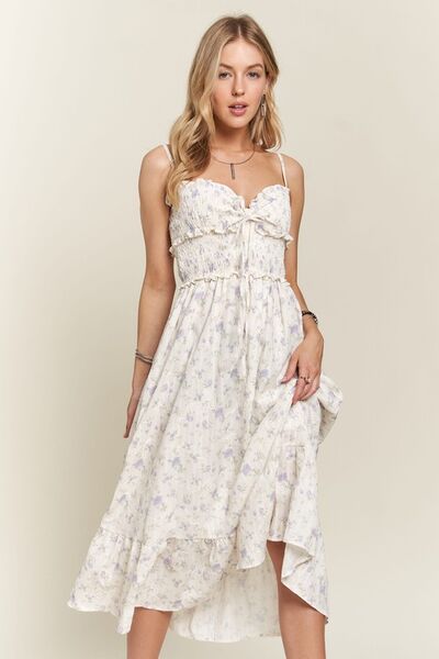 Adora Smocked Floral Sweetheart Neck Cami Dress.