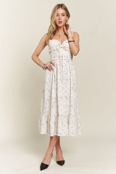 Adora Smocked Floral Sweetheart Neck Cami Dress.