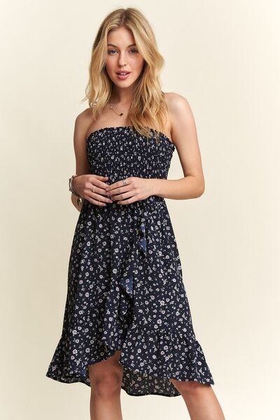 Adora Smocked Floral Tube Dress with Pockets.