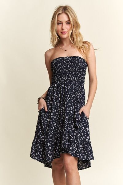 Adora Smocked Floral Tube Dress with Pockets.