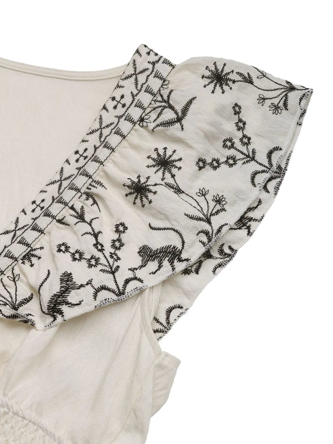 Smocked Ruffled Cap Sleeve Mini Dress.