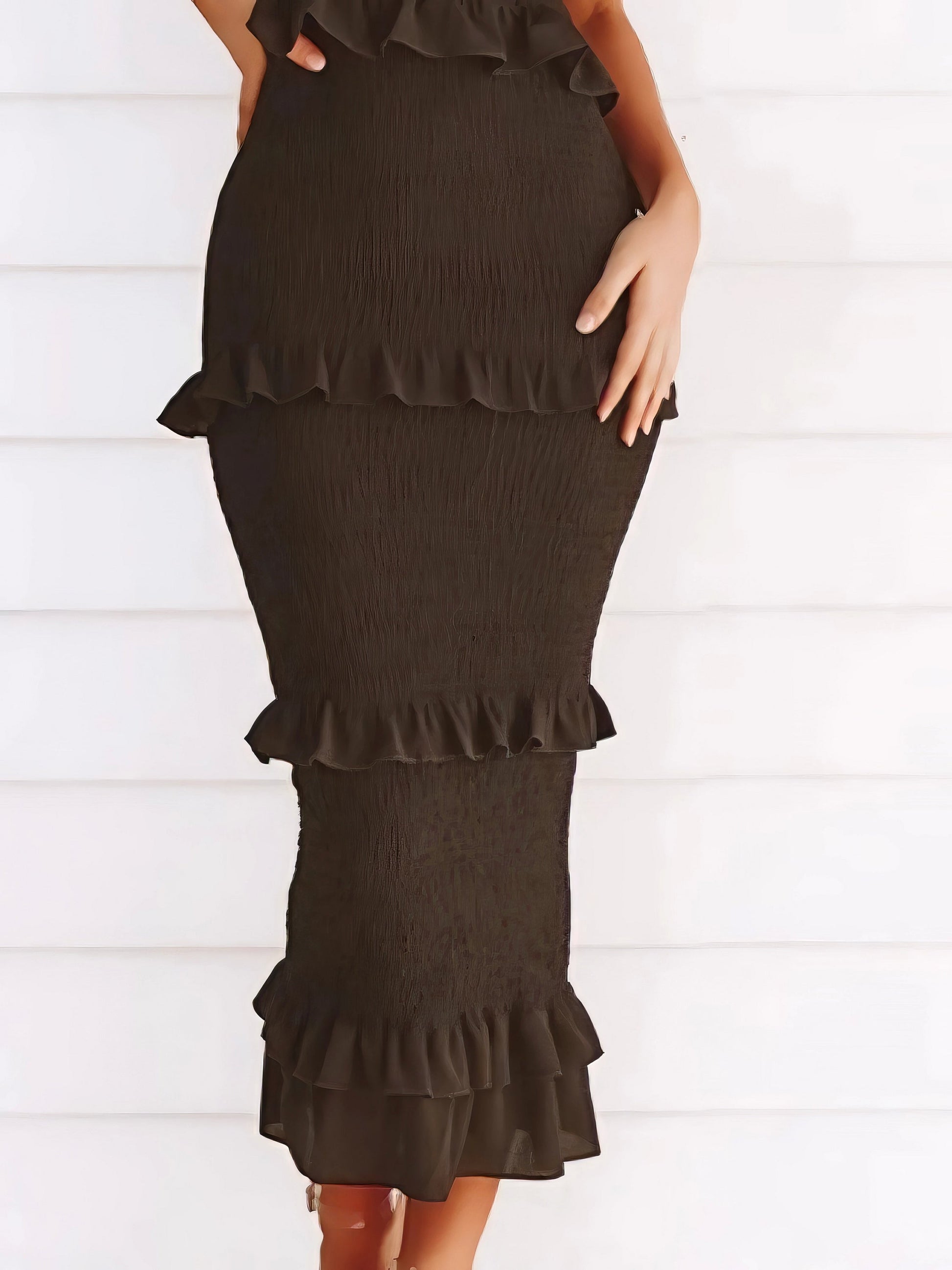 Smocked Ruffled Midi Cami Dress.