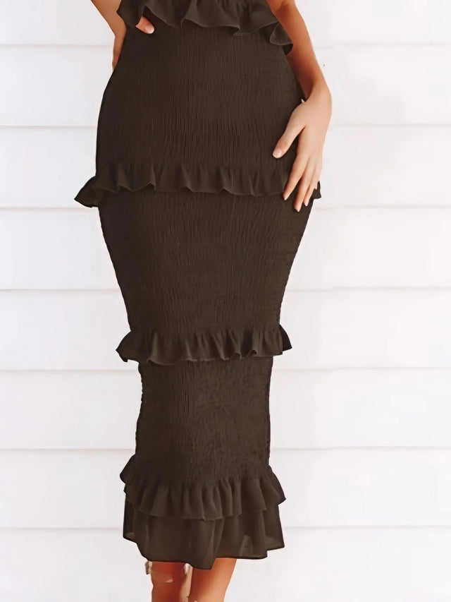 Smocked Ruffled Midi Cami Dress.
