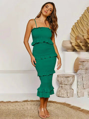 Smocked Ruffled Midi Cami Dress.