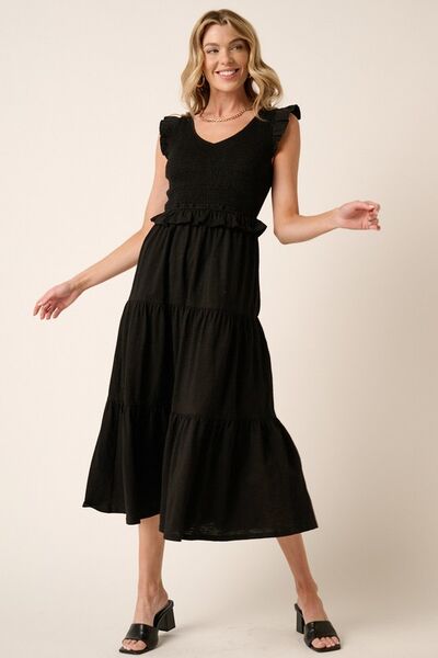 Mittoshop Smocked Ruffled Tiered Midi Dress.