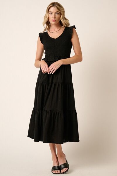 Mittoshop Smocked Ruffled Tiered Midi Dress.