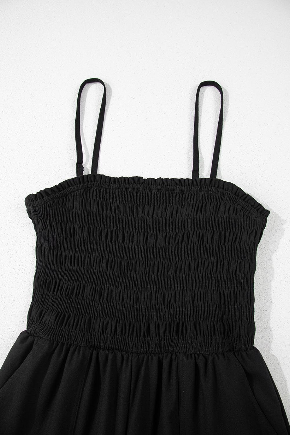 Smocked Spaghetti Straps Wide Leg Jumpsuit.