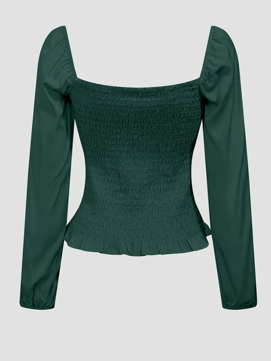 Smocked Square Neck Balloon Sleeve Blouse.