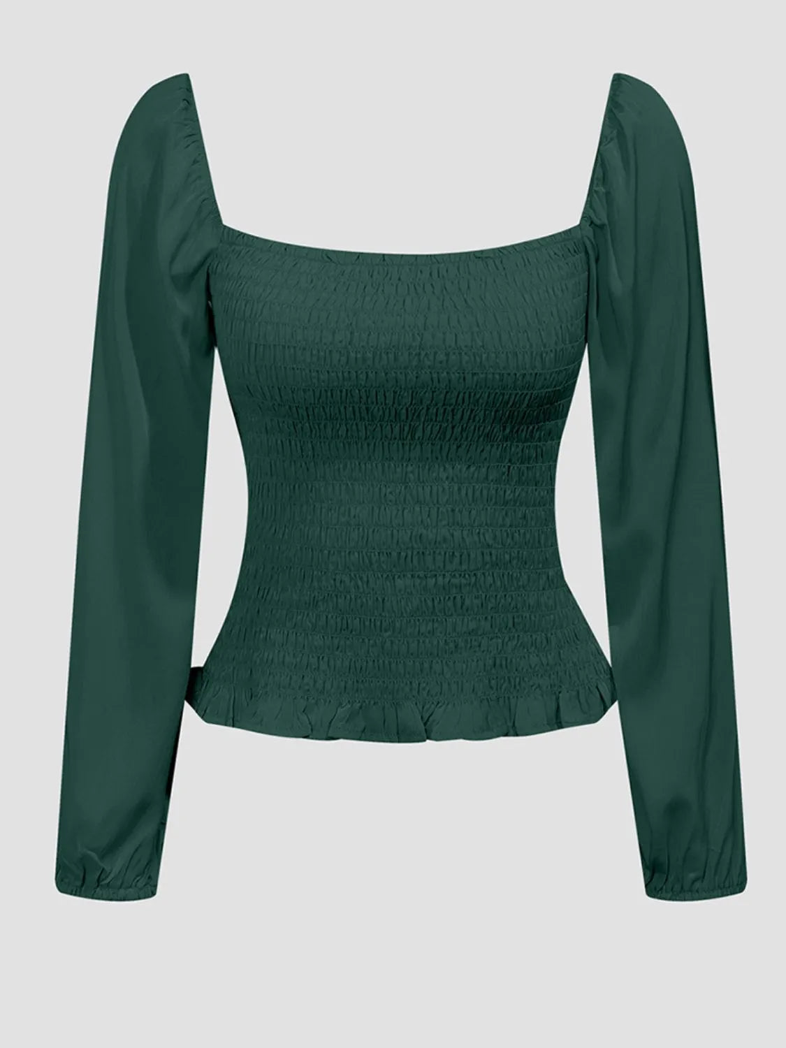 Smocked Square Neck Balloon Sleeve Blouse.