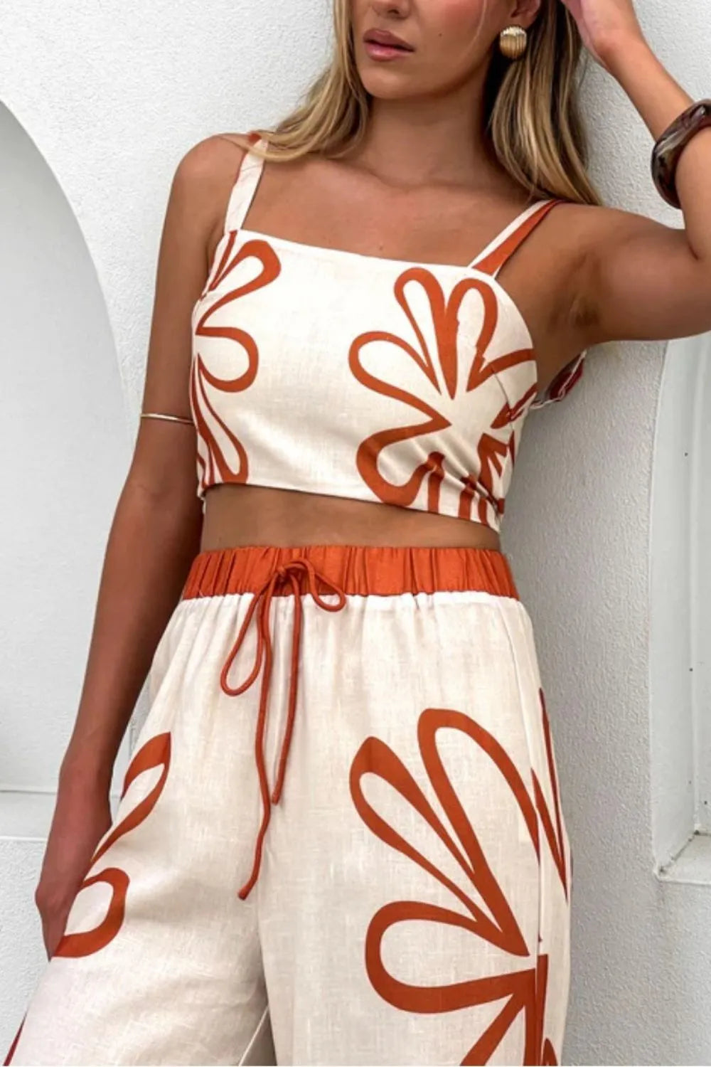Smocked Square Neck Cami and Pants Set.