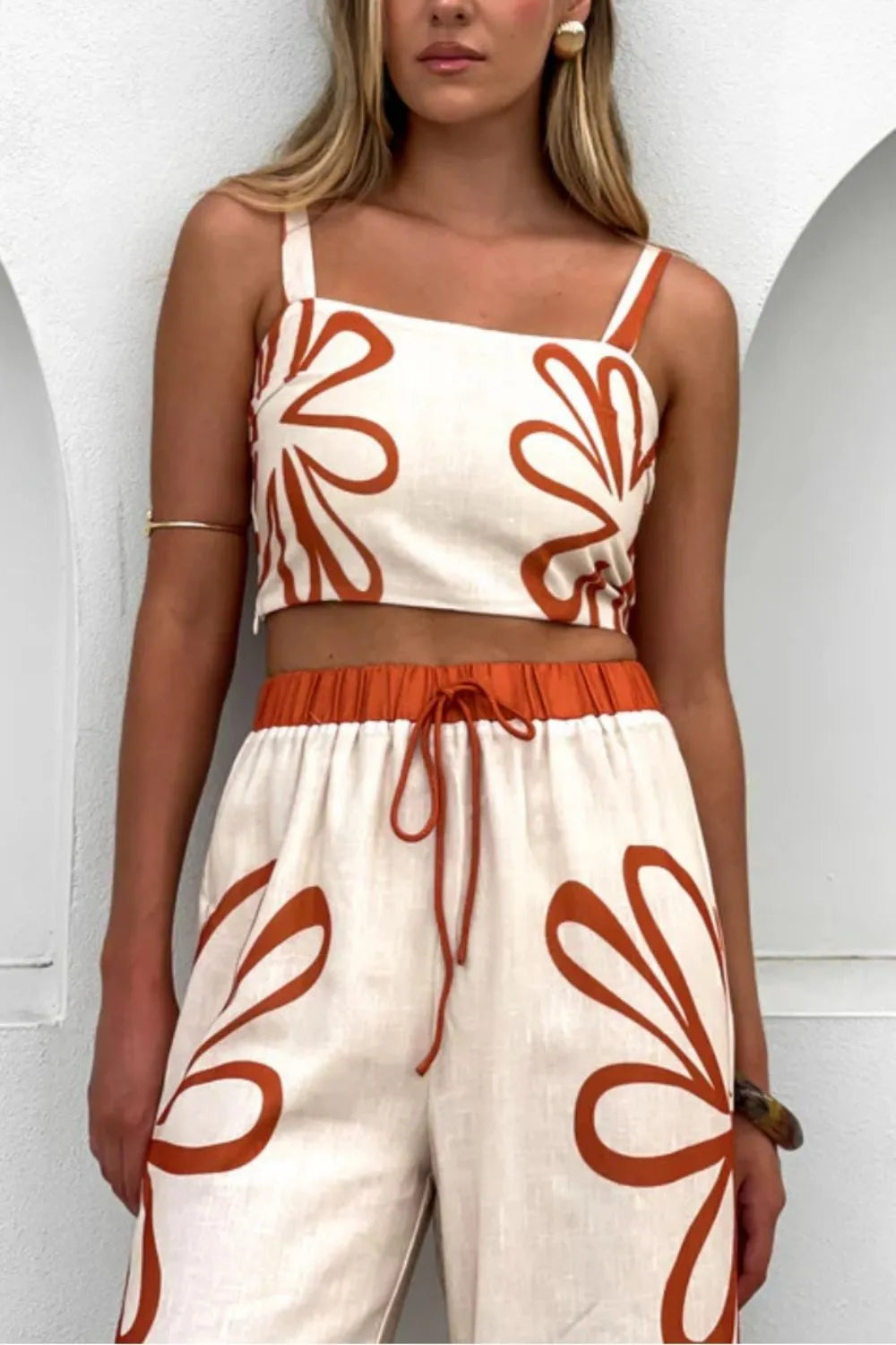 Smocked Square Neck Cami and Pants Set.