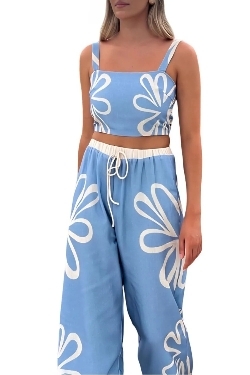 Smocked Square Neck Cami and Pants Set.