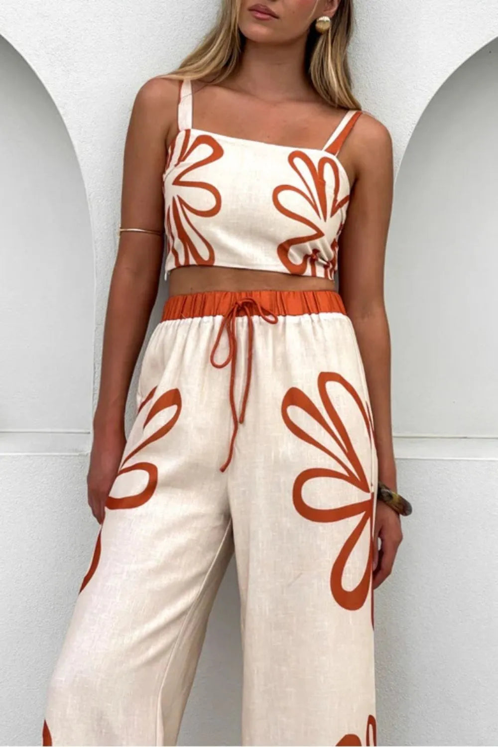 Smocked Square Neck Cami and Pants Set.