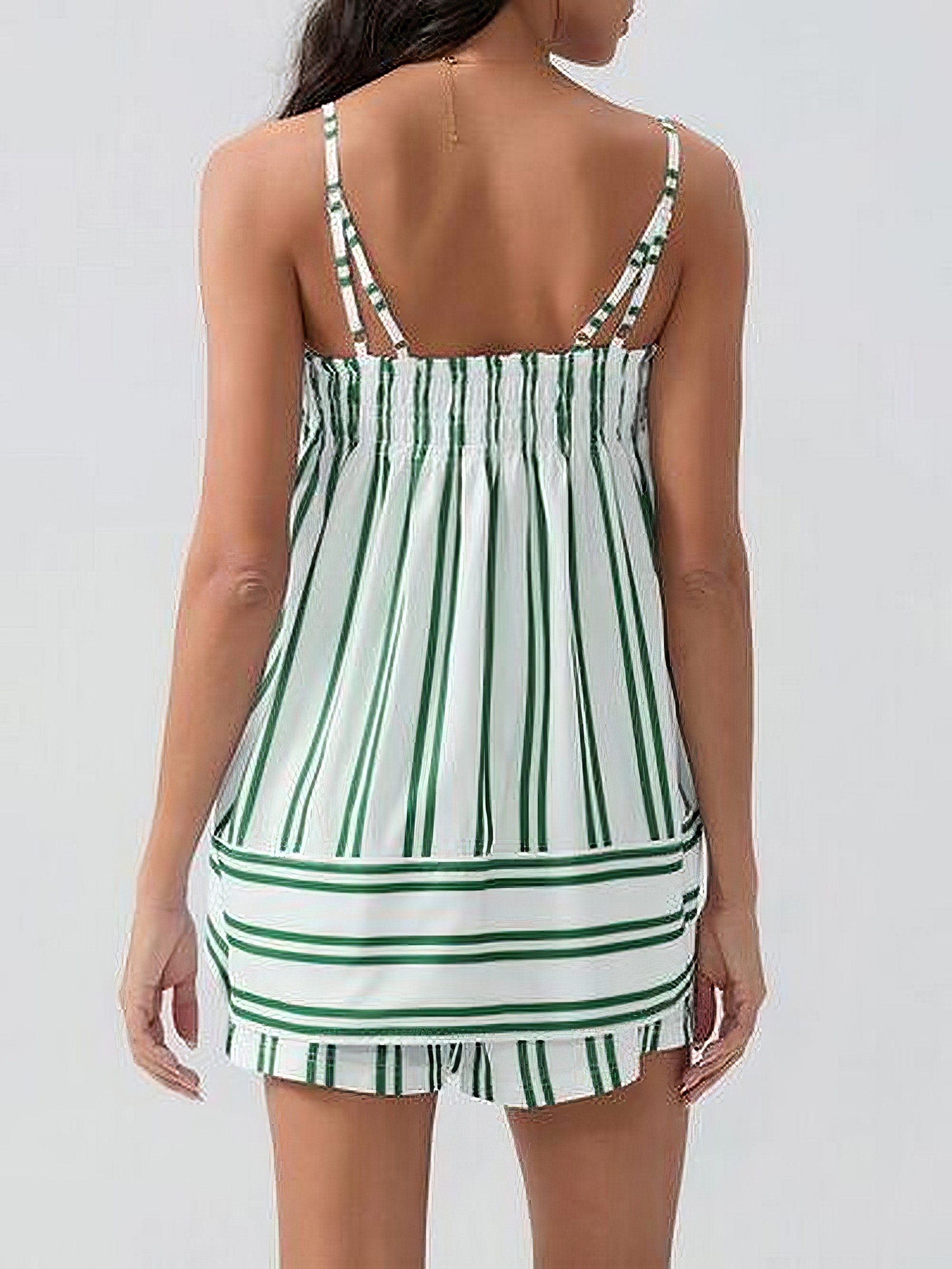 Women's smocked square neck cami and shorts set with ruched and pockets