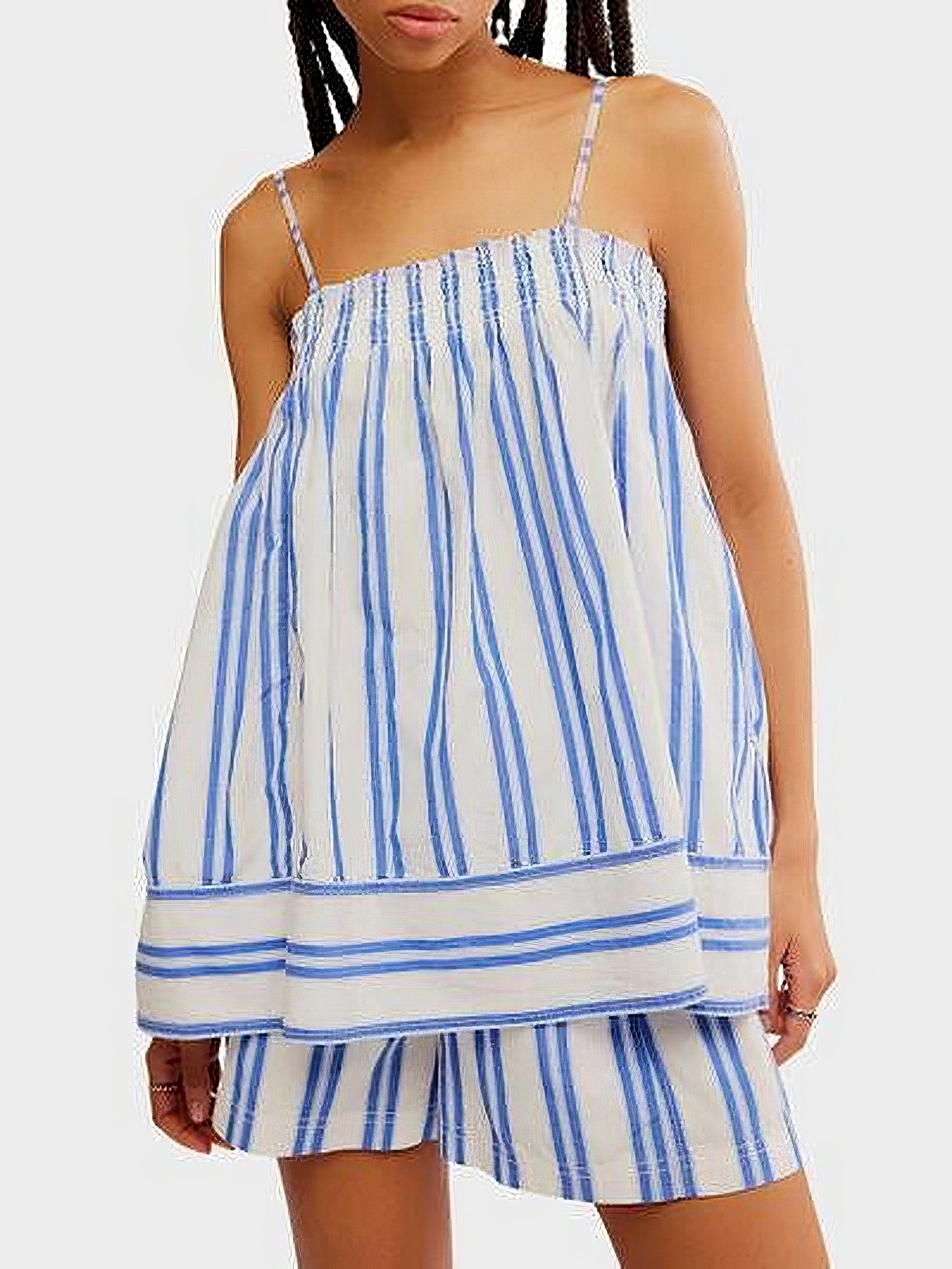 Women's smocked square neck cami and shorts set with pockets