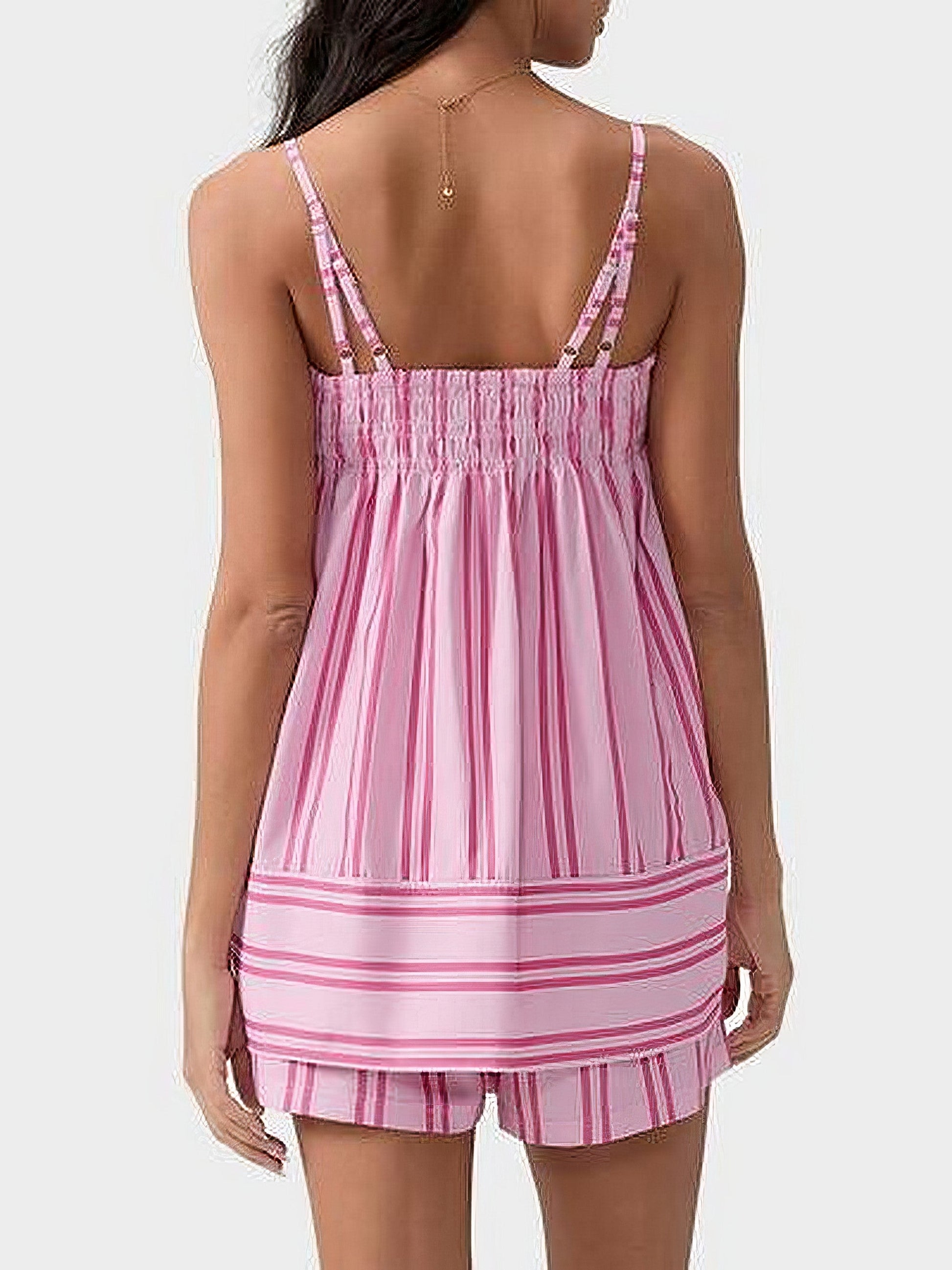 Women's smocked square neck cami and shorts set with pockets