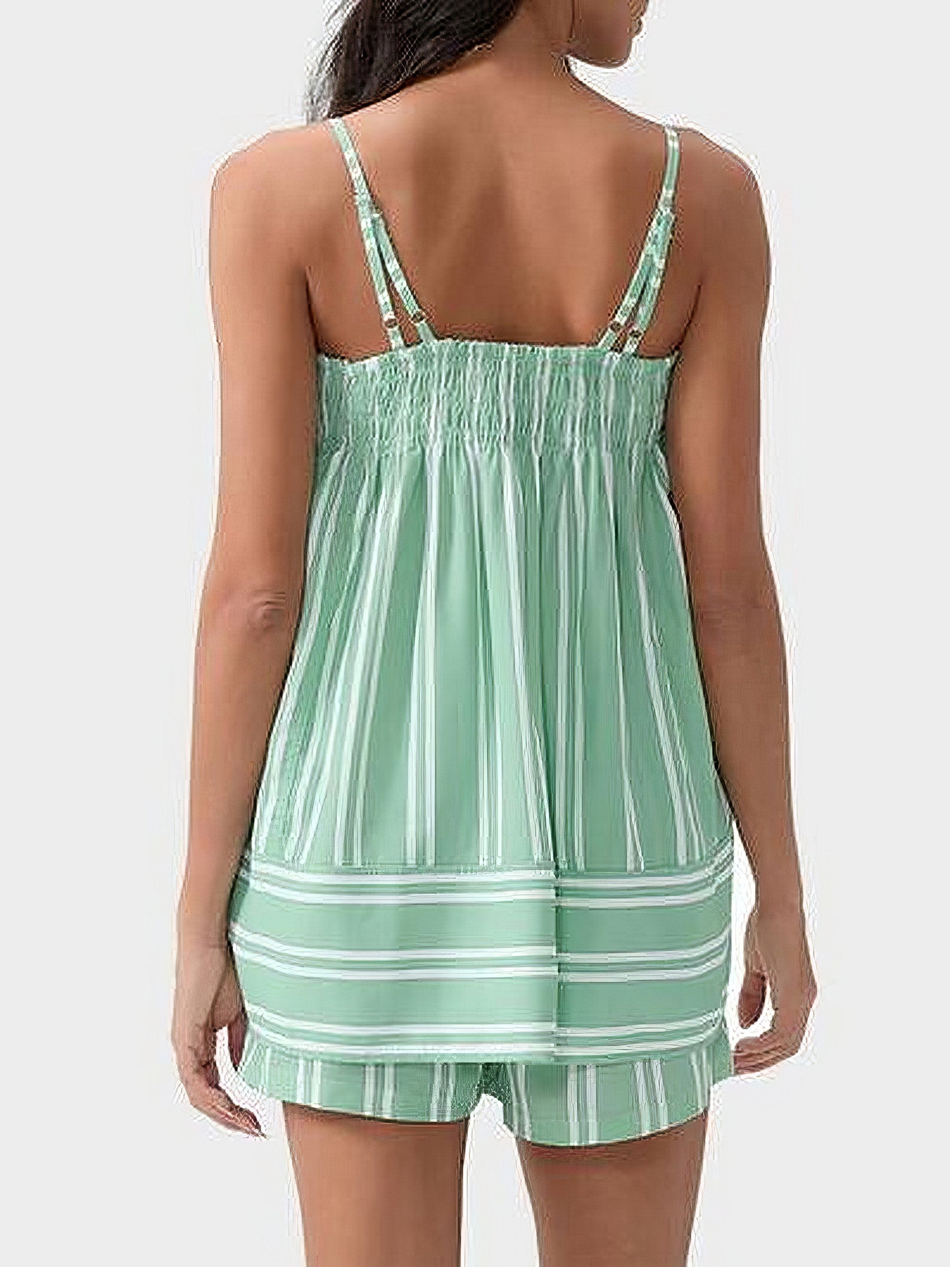 Women's smocked square neck cami and shorts set with pockets