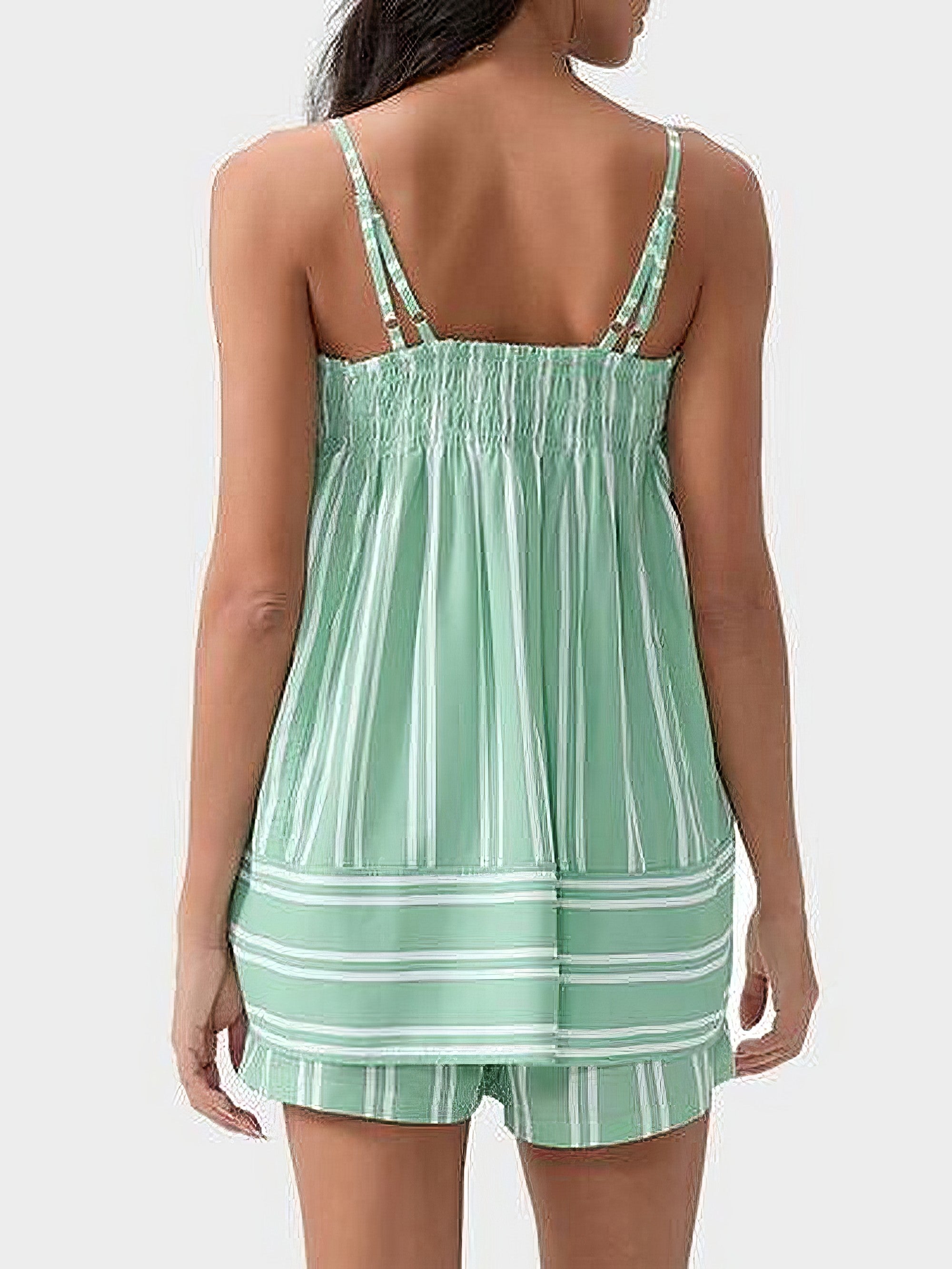 Women's smocked square neck cami and shorts set with pockets