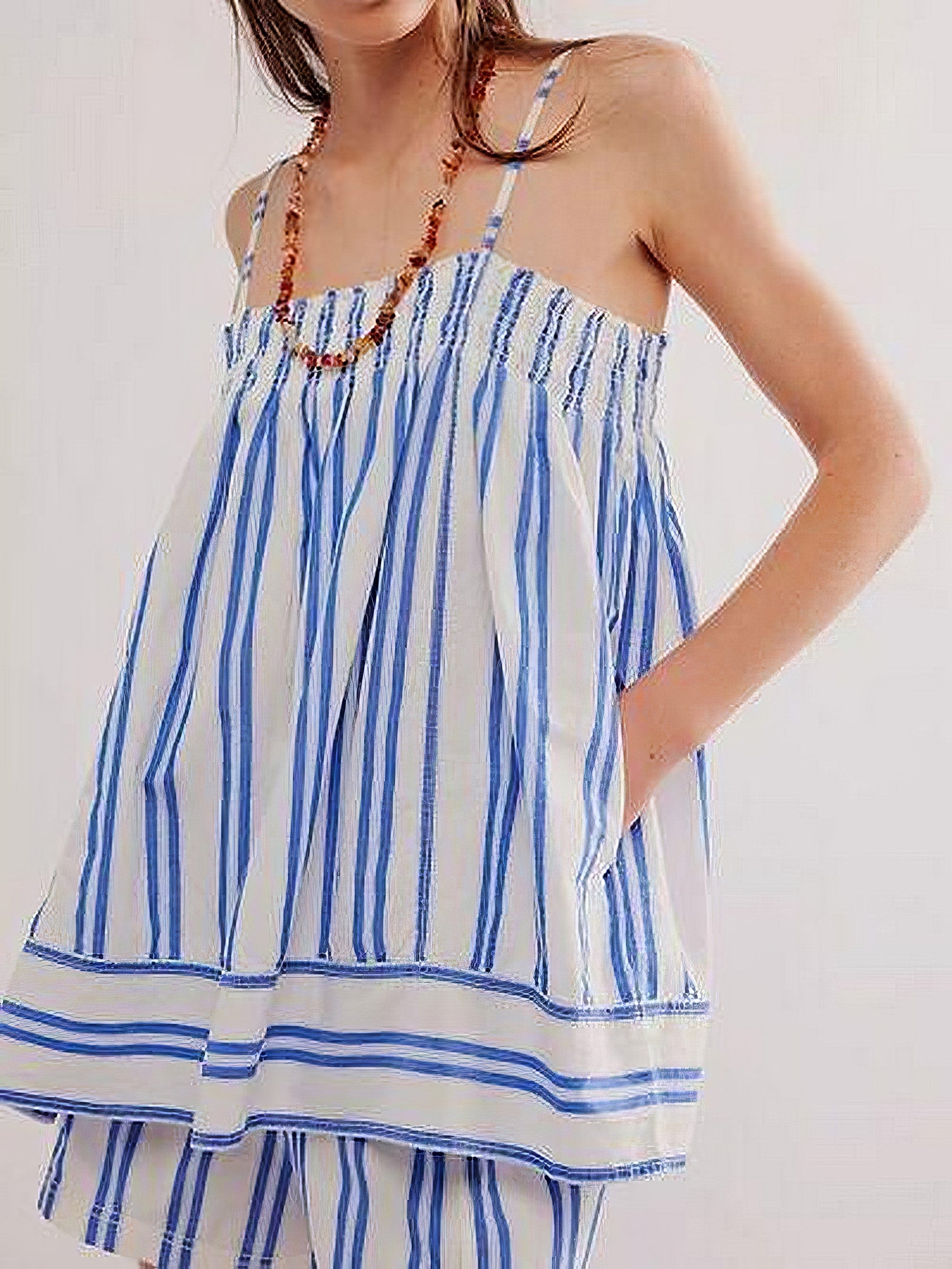 Women's smocked square neck cami and shorts set with pockets