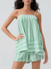 Women's smocked square neck cami and shorts set with pockets