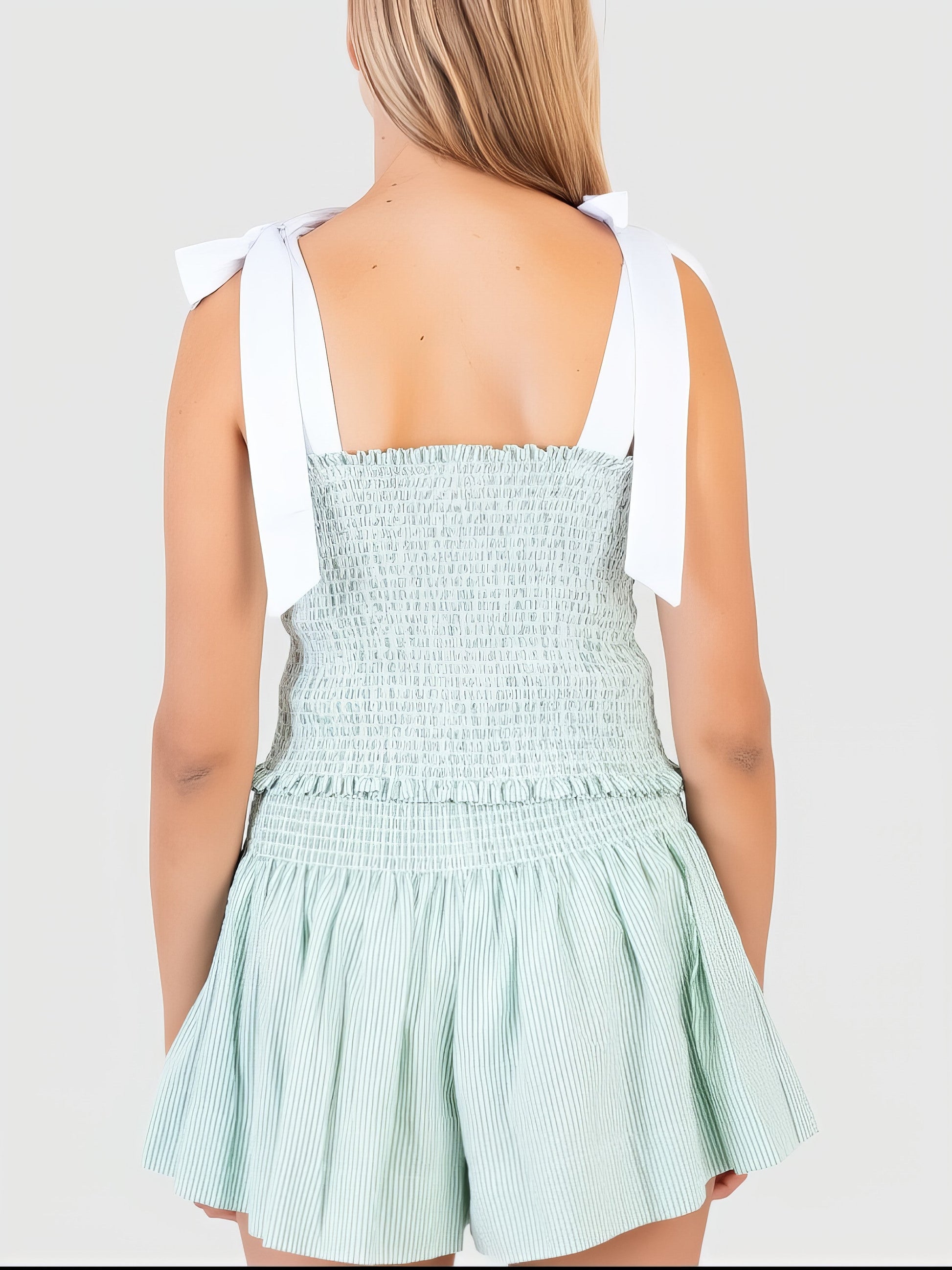 Women's smocked tie-shoulder cami and shorts set