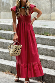 Smocked Tiered Cap Sleeve Maxi Dress.