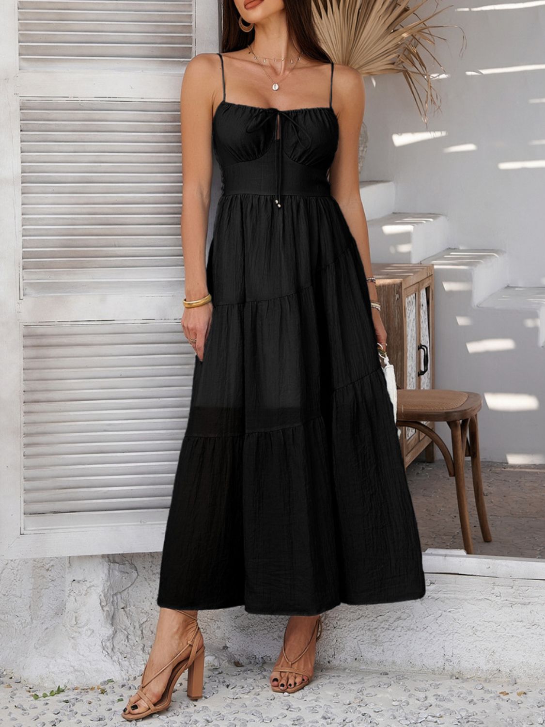 Devine Smocked Tiered Maxi Cami Dress.
