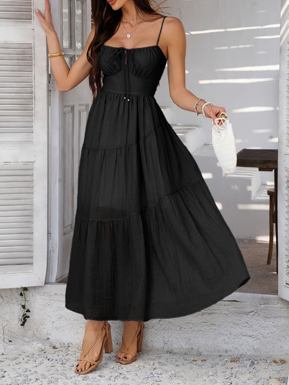 Devine Smocked Tiered Maxi Cami Dress.
