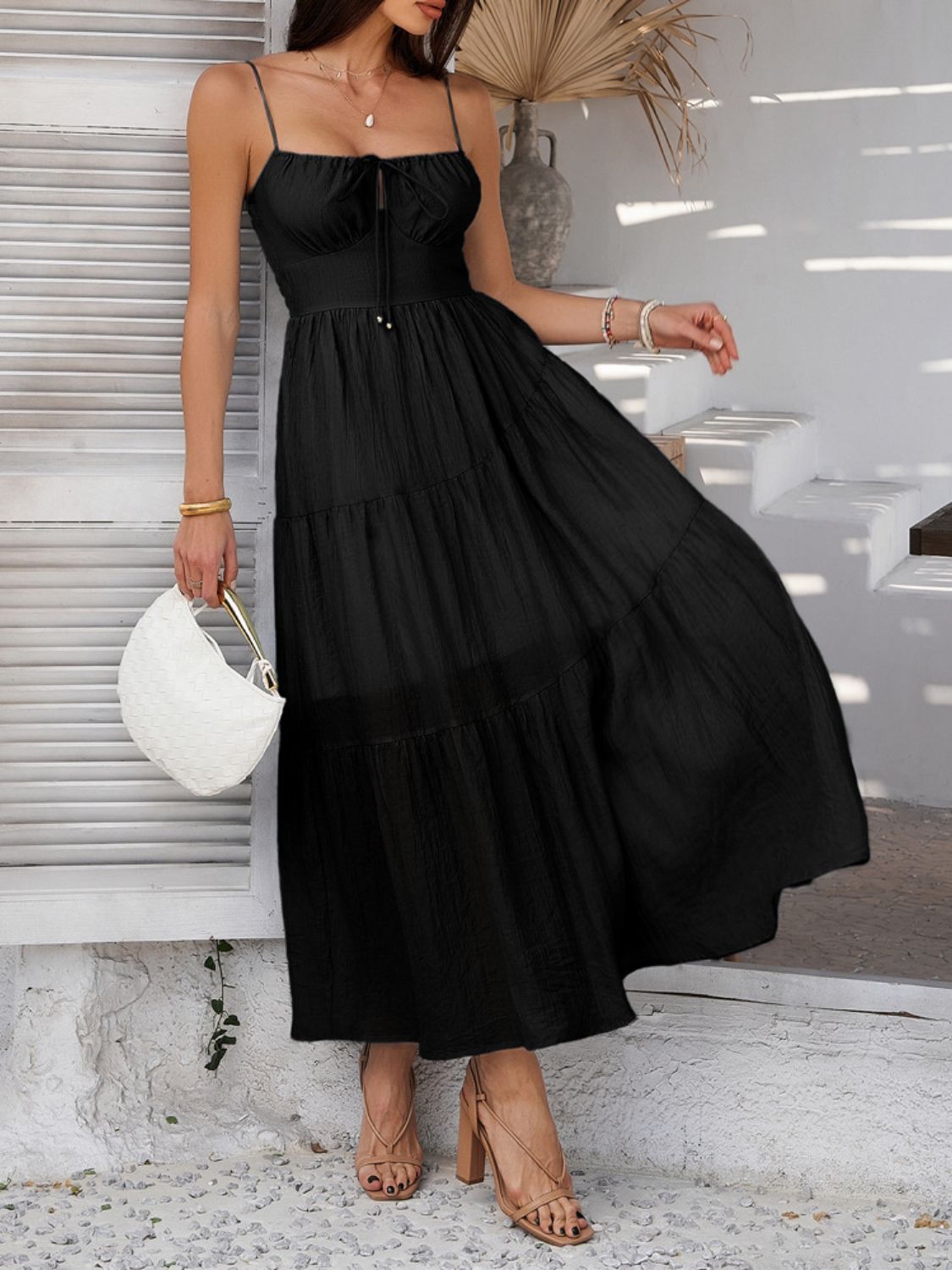 Devine Smocked Tiered Maxi Cami Dress.