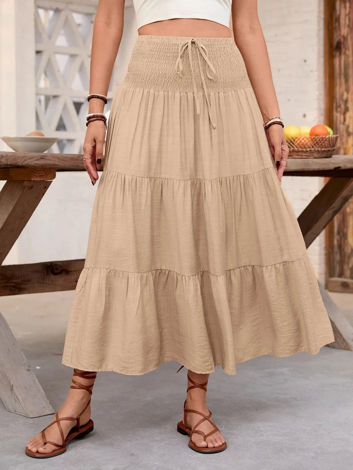 Smocked Tiered Skirt.