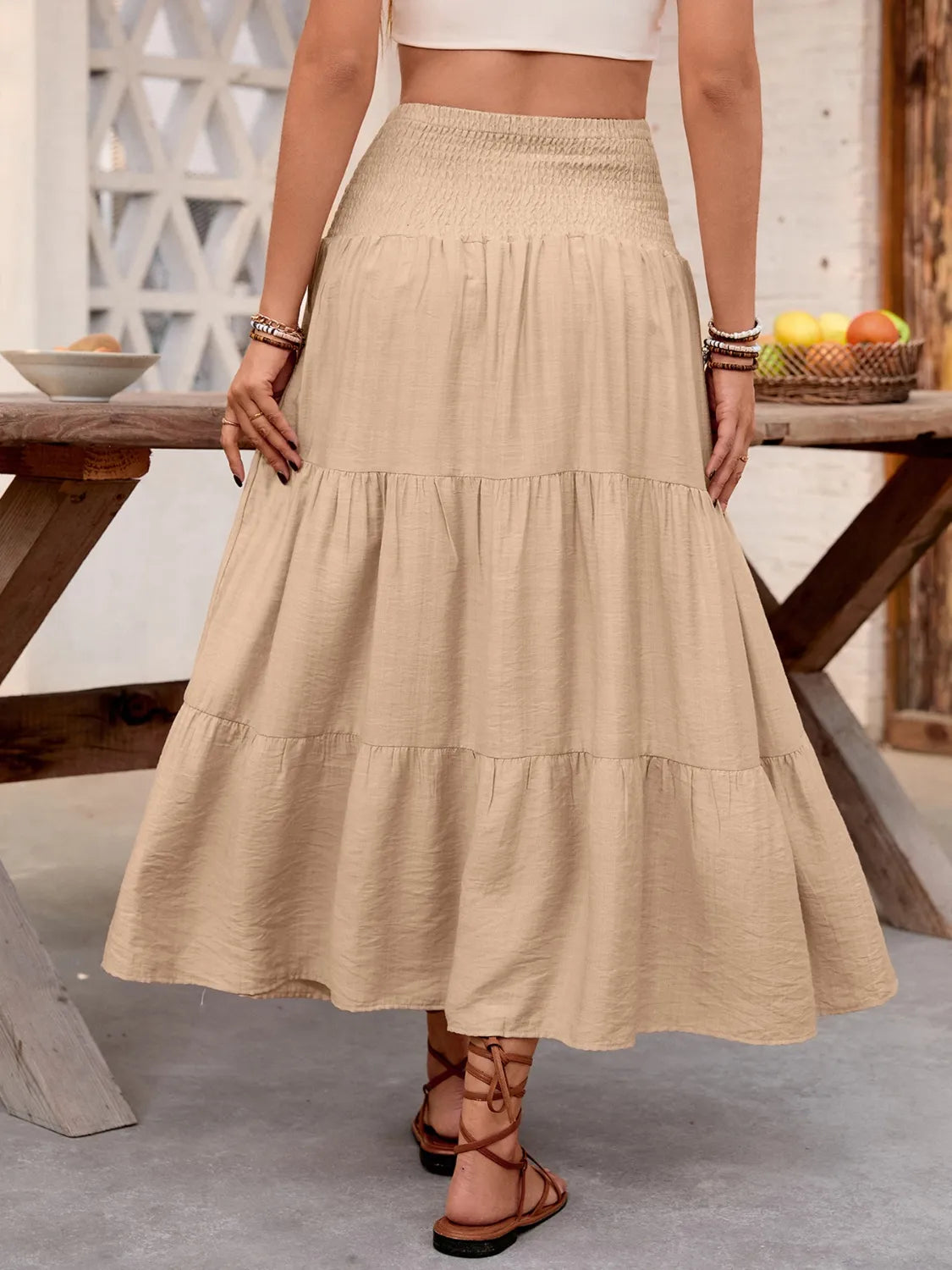 Smocked Tiered Skirt.