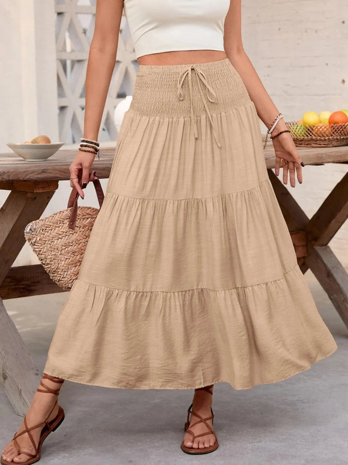 Smocked Tiered Skirt.