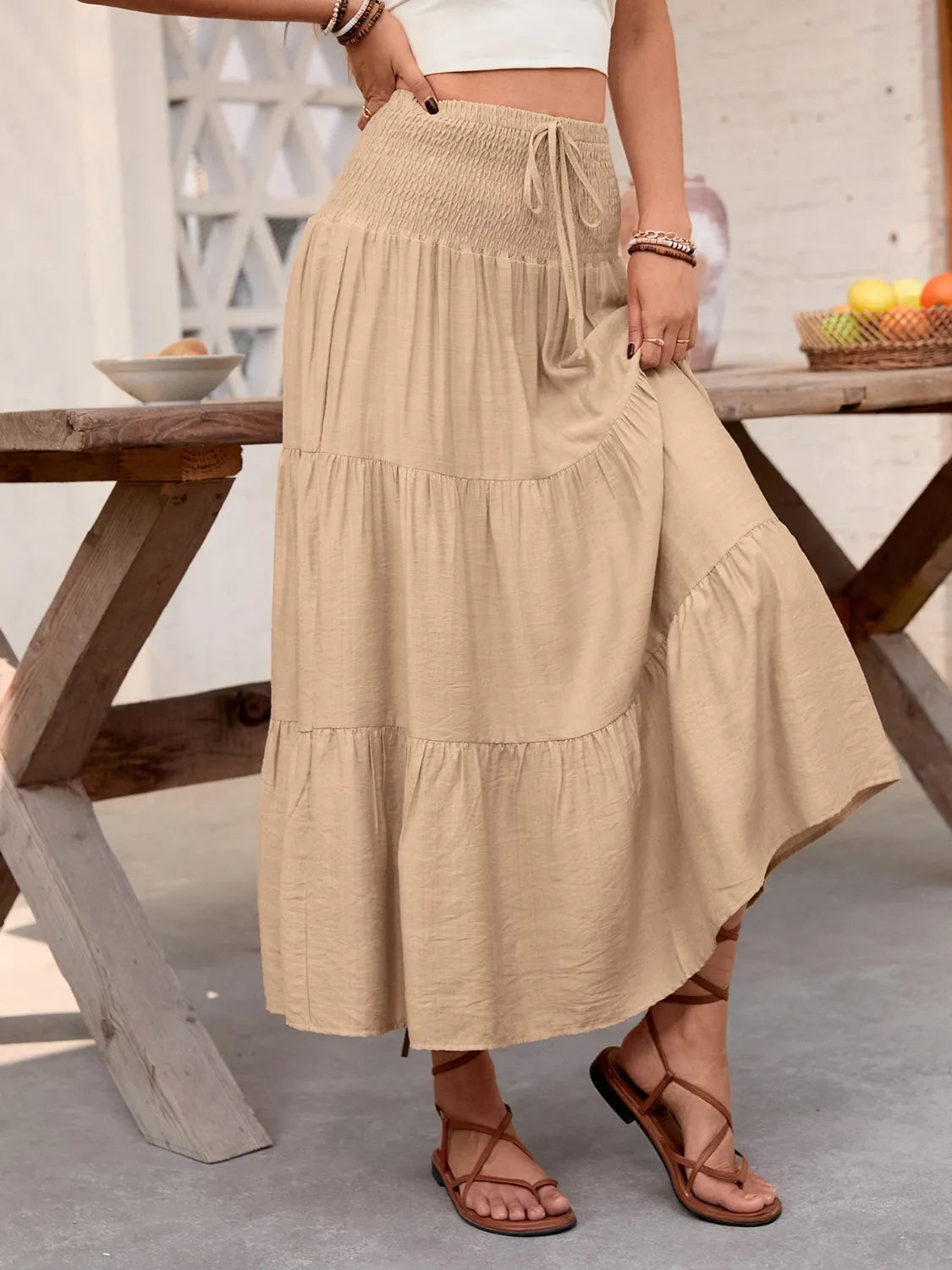 Smocked Tiered Skirt.
