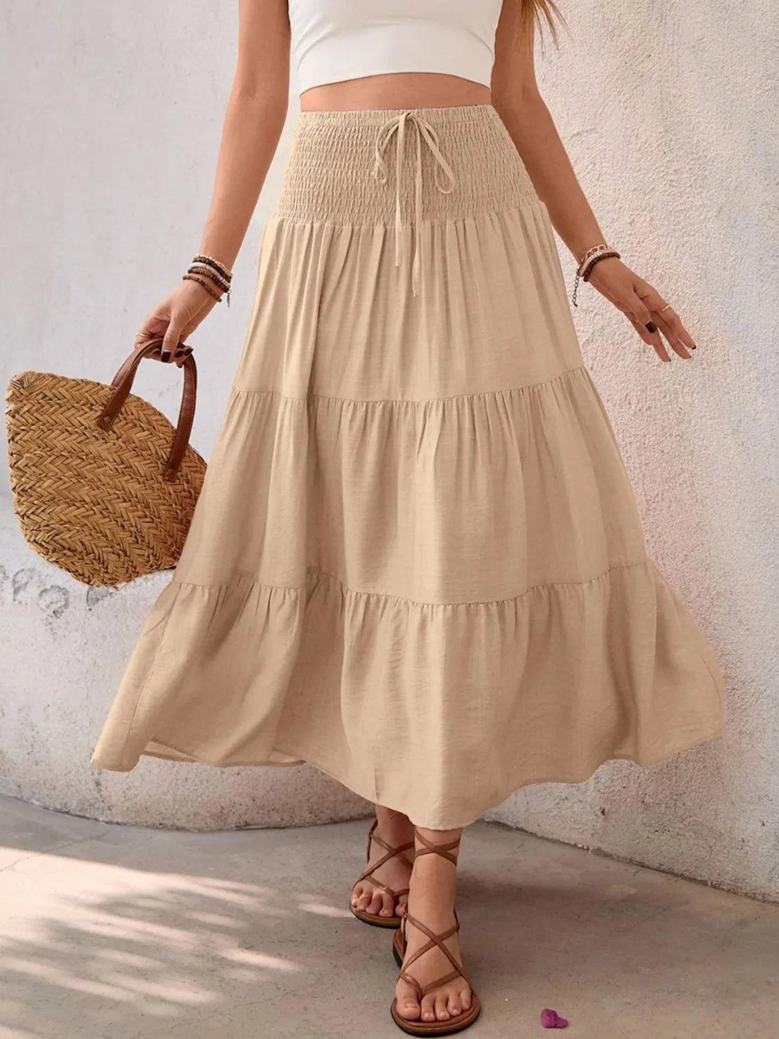 Smocked Tiered Skirt.