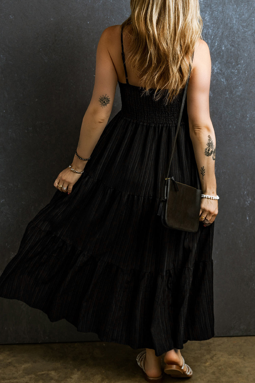 Smocked Tiered Spaghetti Strap Dress.