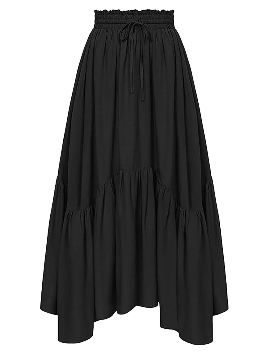 Smocked Waist Band Ruched Layered Skirt.
