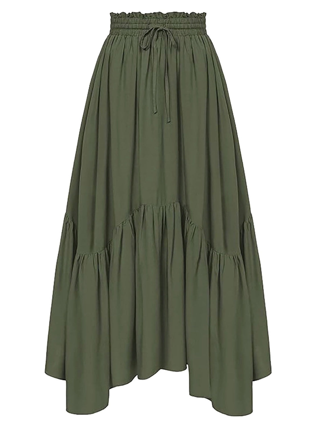 Smocked Waist Band Ruched Layered Skirt.