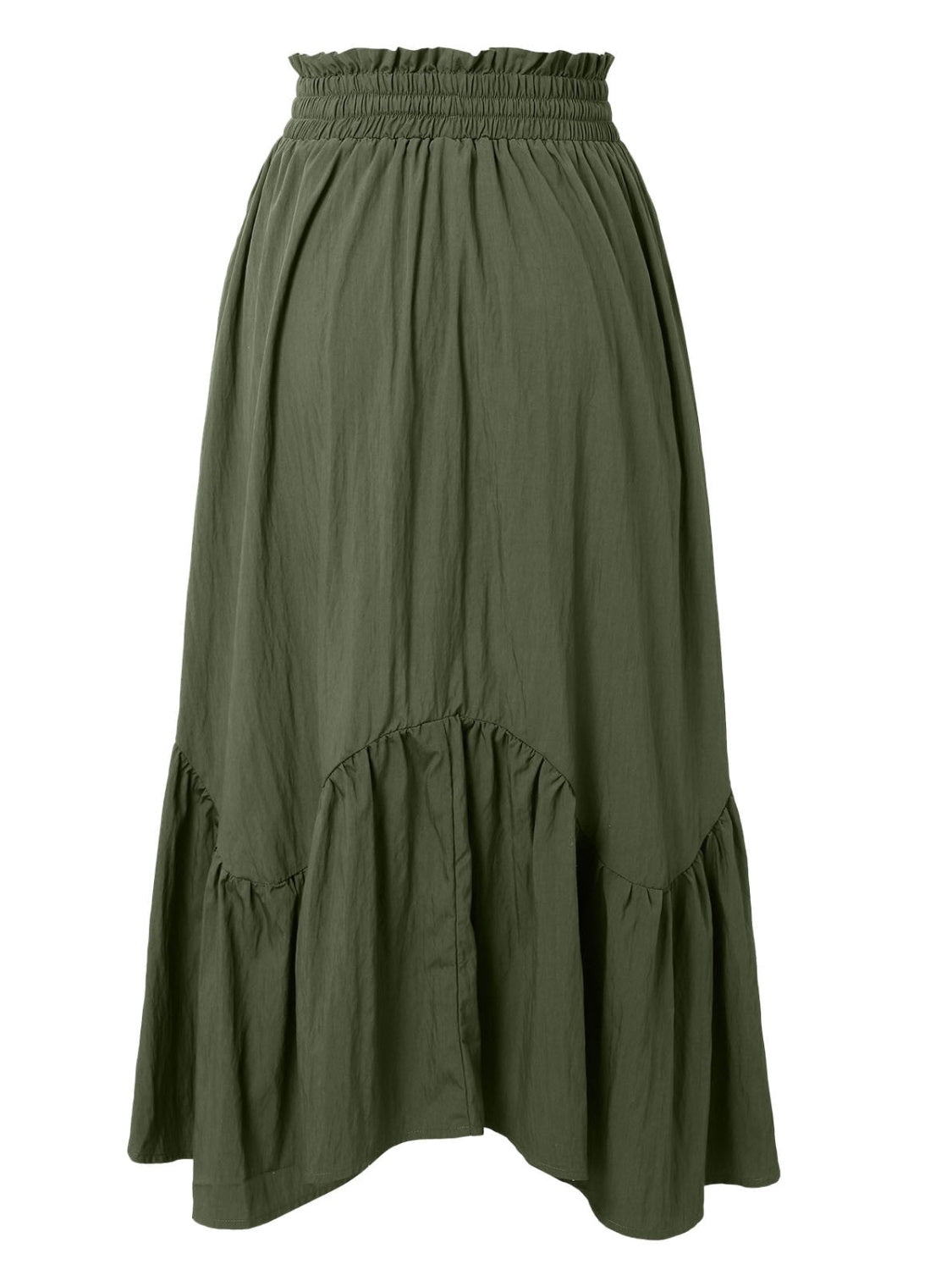 Smocked Waist Band Ruched Layered Skirt.